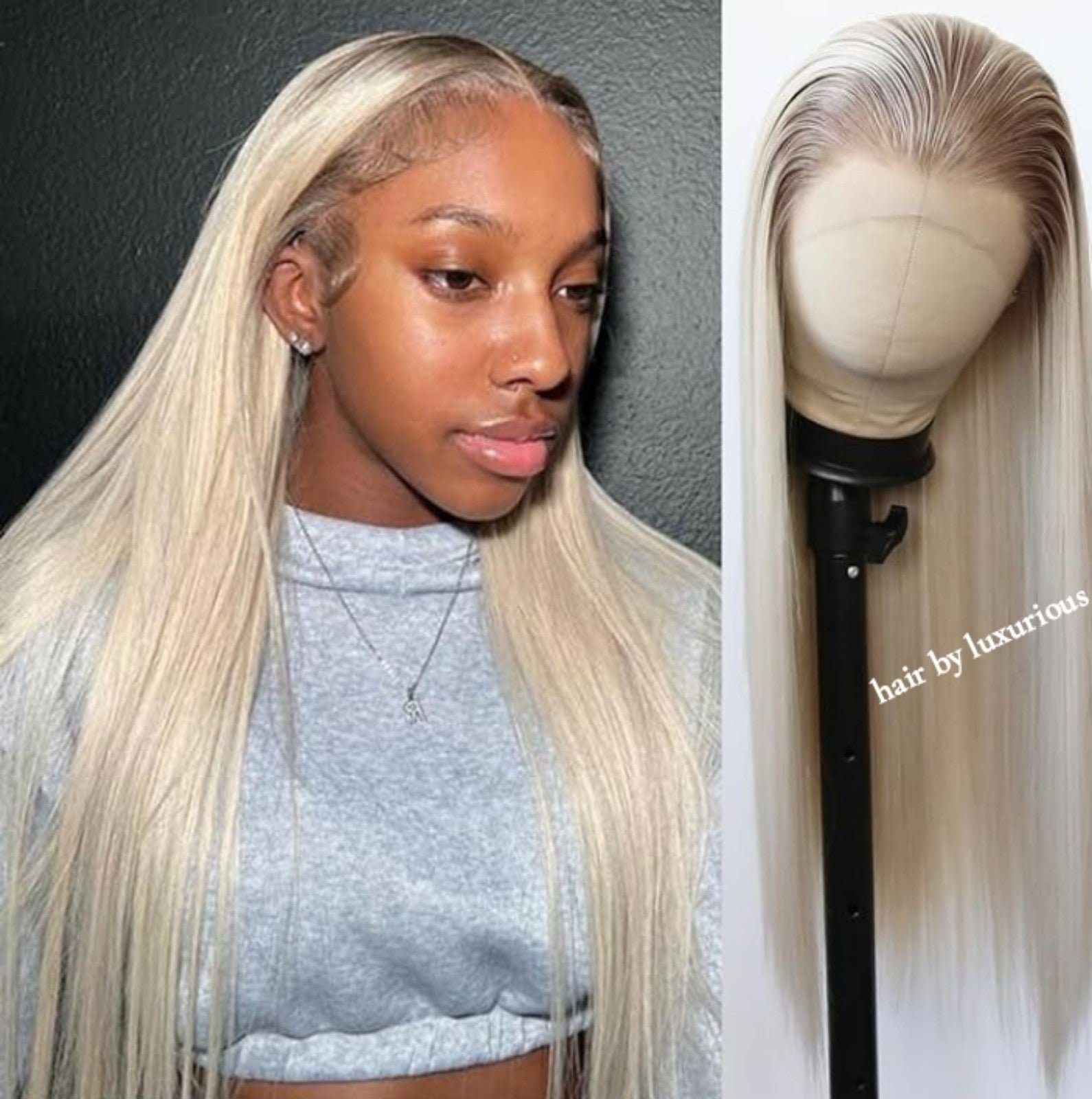Human hair blend lace front wigs