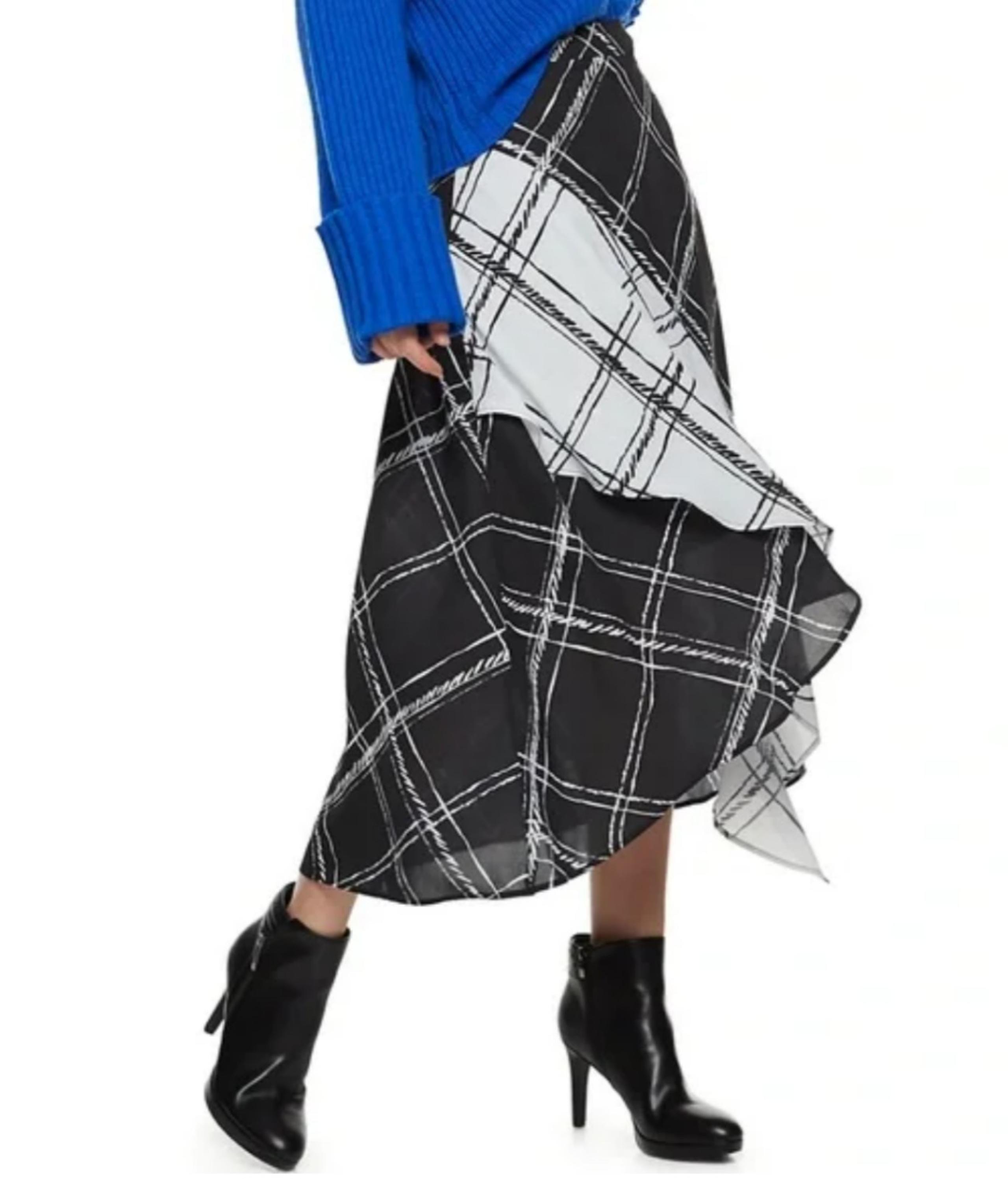 Nine West Women's Size 12 Ruffle Skirt Black/White