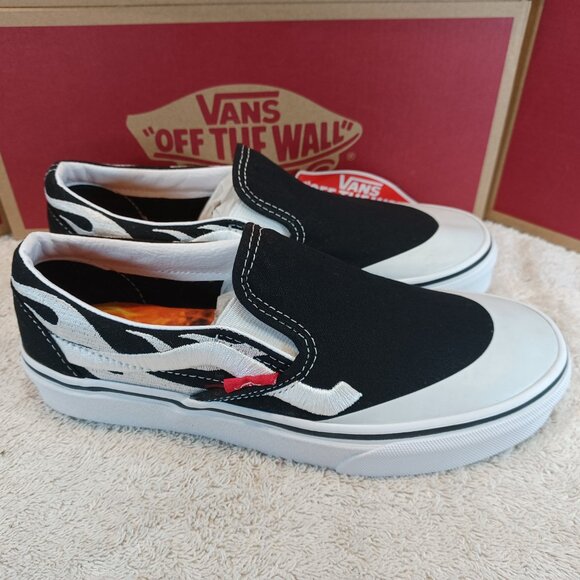 Vans Men's 4.5/Women's 6 Classic Slip On Asap Worldwide Black Flame VN0A7VCF7H7
