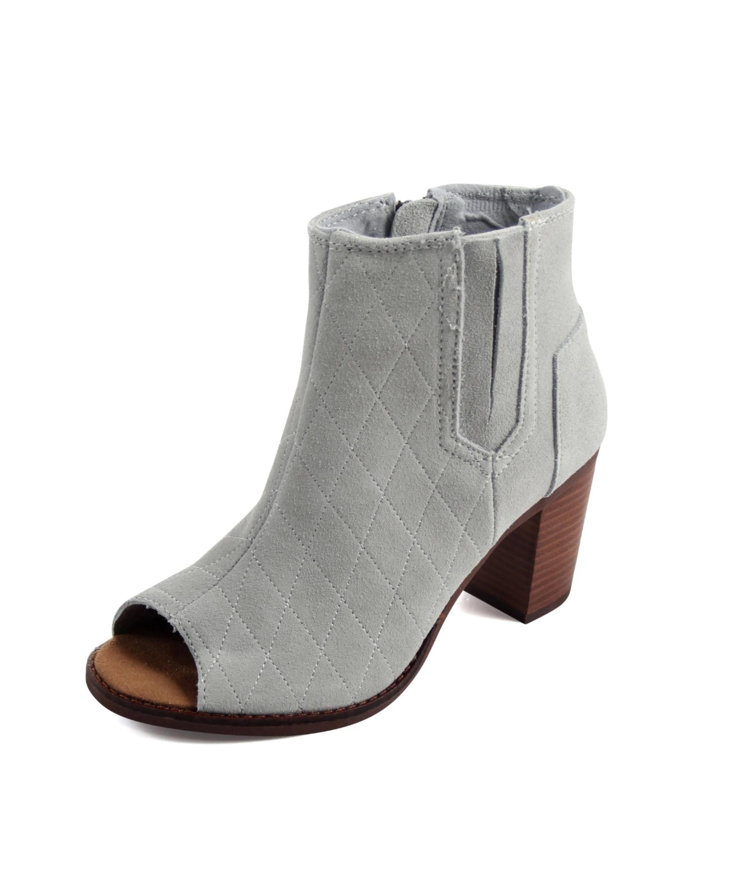 TOMS Womens Majorca Peep Toe Suede Gray Quilted Ankle Booties Size 11