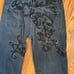 Men's Artful Dodger Bruiser Floral Embroidered Black Jeans Zip Fly 42x36
