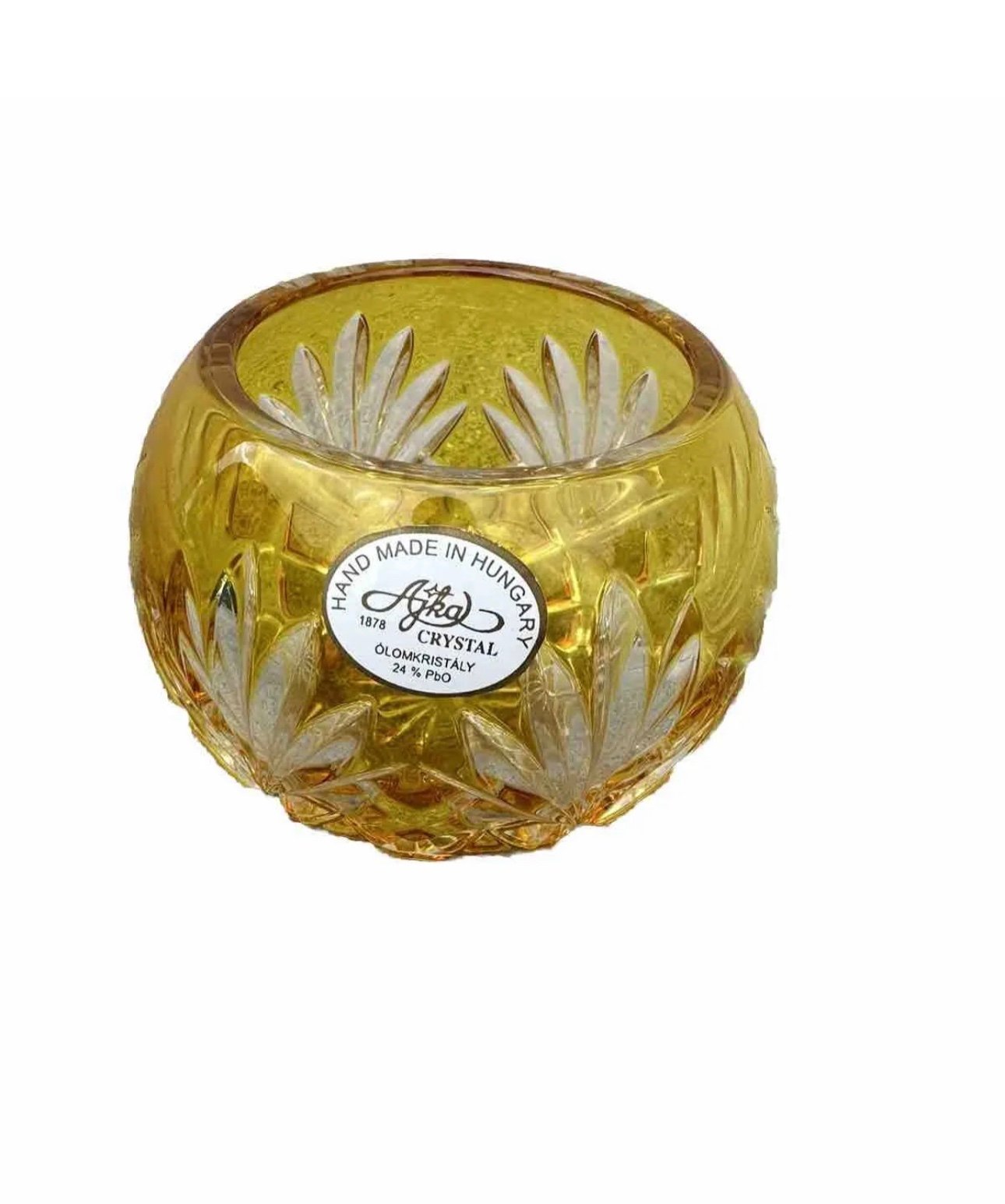 Crystal AJKA 2.4 Inch Votive Cut to Crystal Crystal Yellow