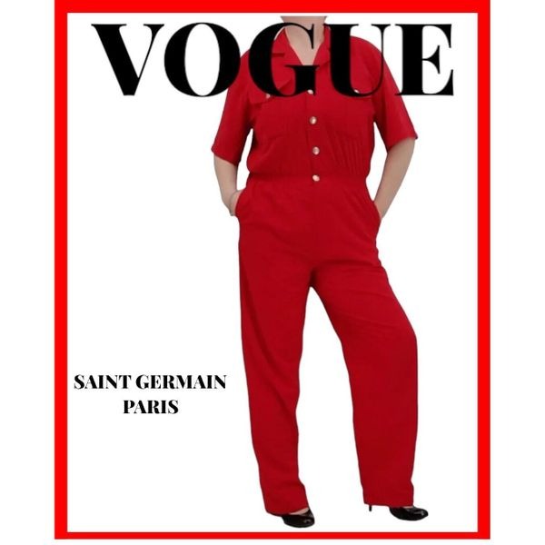 Vintage Saint Germain Paris Women’s XL One Piece Red Jumpsuit Old Money Y2K 90’s