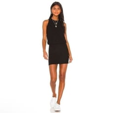 James Perse Dress Black Blouson Tank Stretch Jersey Pull On Mini Size 0 (XS)