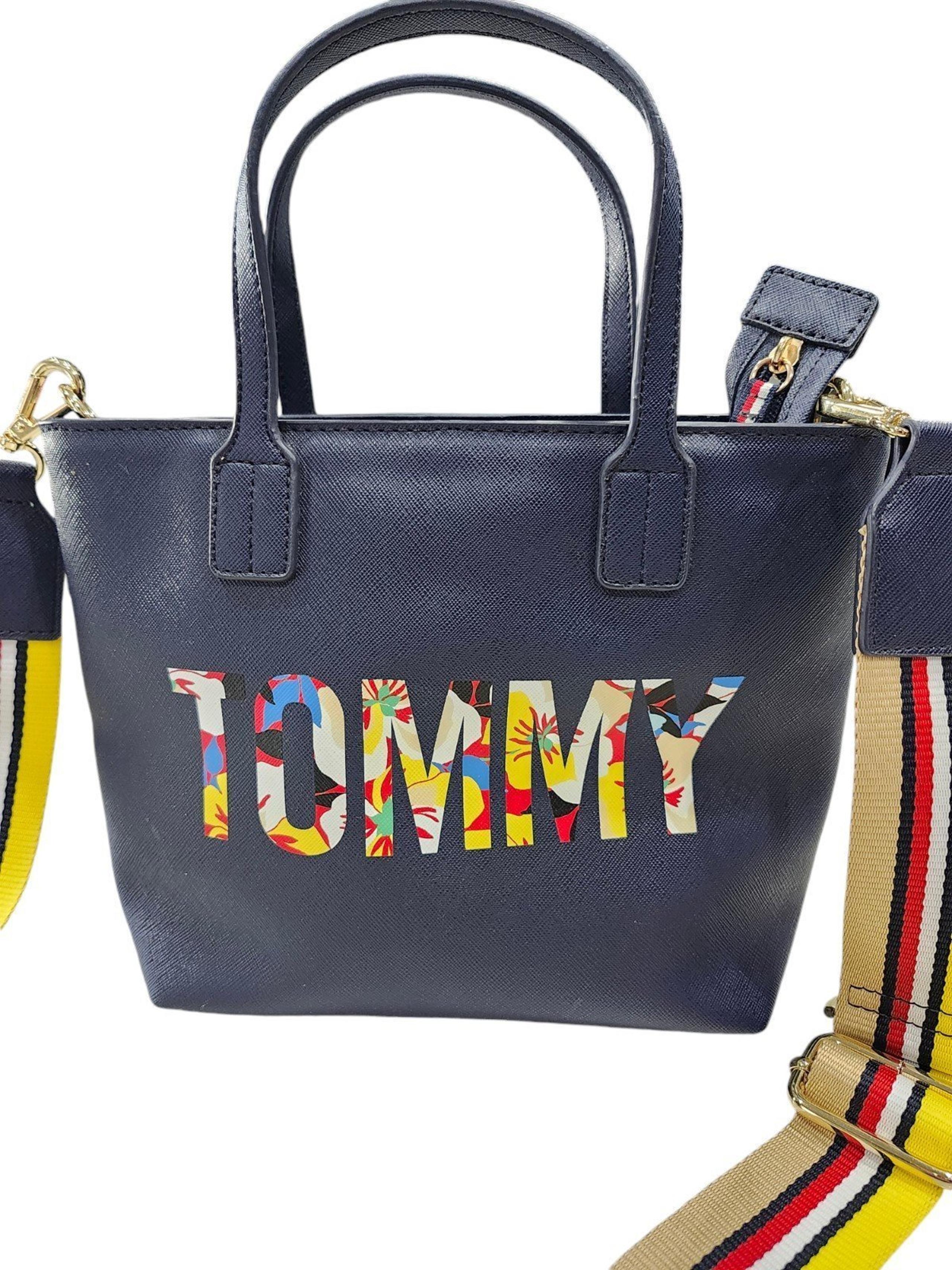 Tommy Hilfiger Small Navy Blue Synthetic Leather Shoulder Bag
