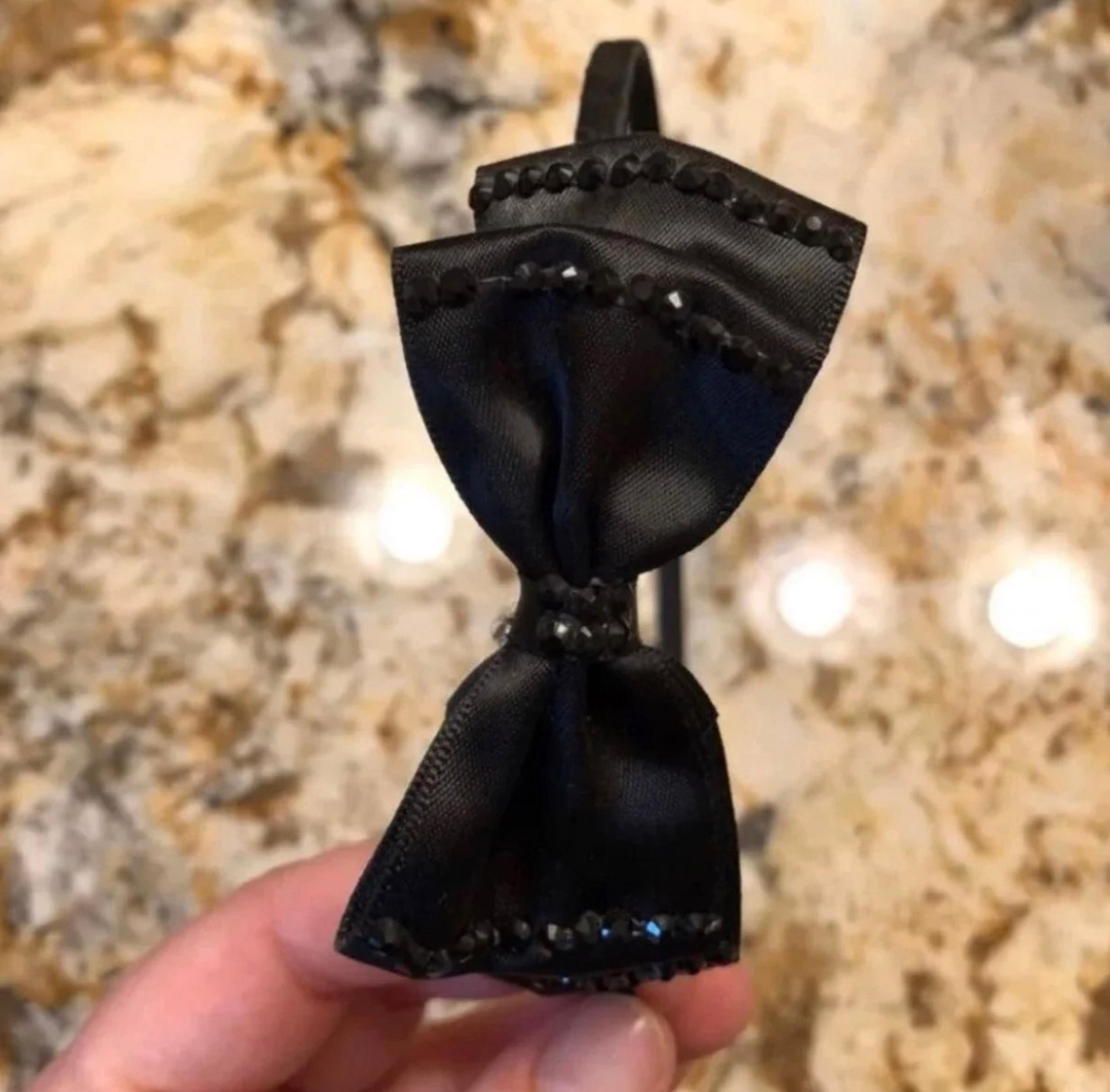 Black Bow Headband with black crystals