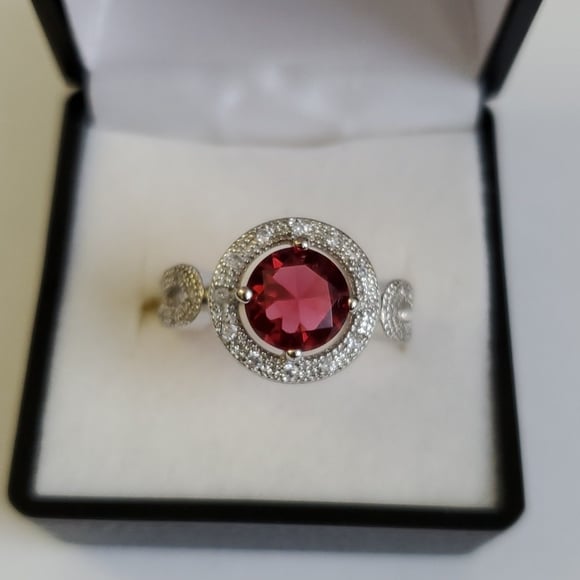 Gorgeous Reddish Pink Halo Ring