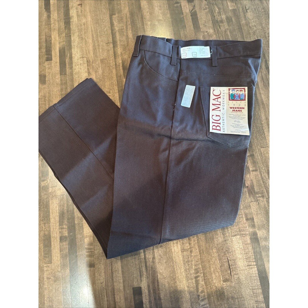 Vintage NWT Men's Big Mac Denim Western Jeans Brown Denim Size 36x30 USA Made