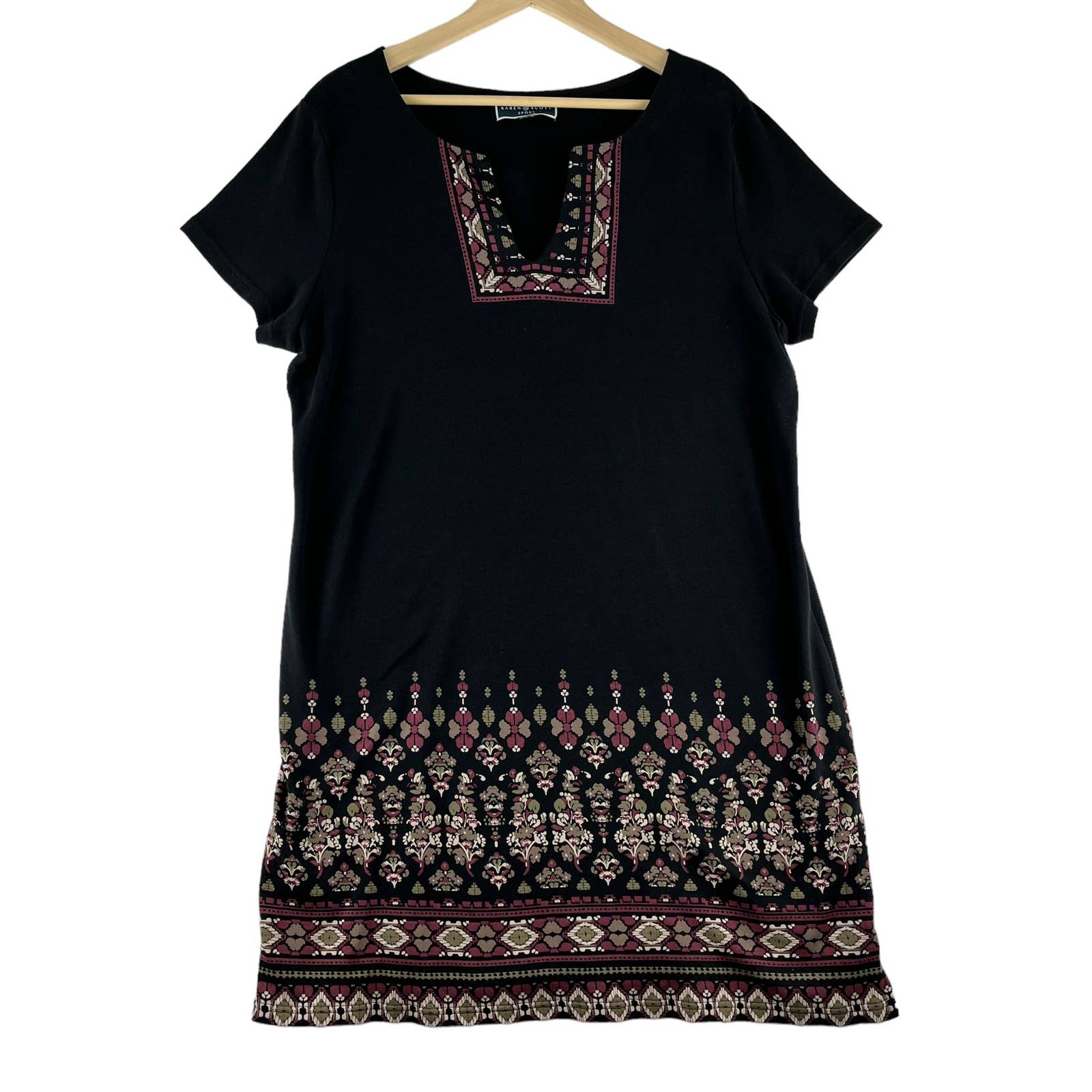 Karen Scott Sport Dress Measures Large-XL Southwestern VNeck Tunic Sheath TShirt Karen Scott Sport Dress Measures Large-XL Southwestern VNeck Tunic Sheath TShirt
