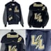 DeLONG 90s Letterman Wool Varsity Bomber Jacket Size M Black Embroidered