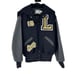 DeLONG 90s Letterman Wool Varsity Bomber Jacket Size M Black Embroidered