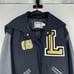 DeLONG 90s Letterman Wool Varsity Bomber Jacket Size M Black Embroidered