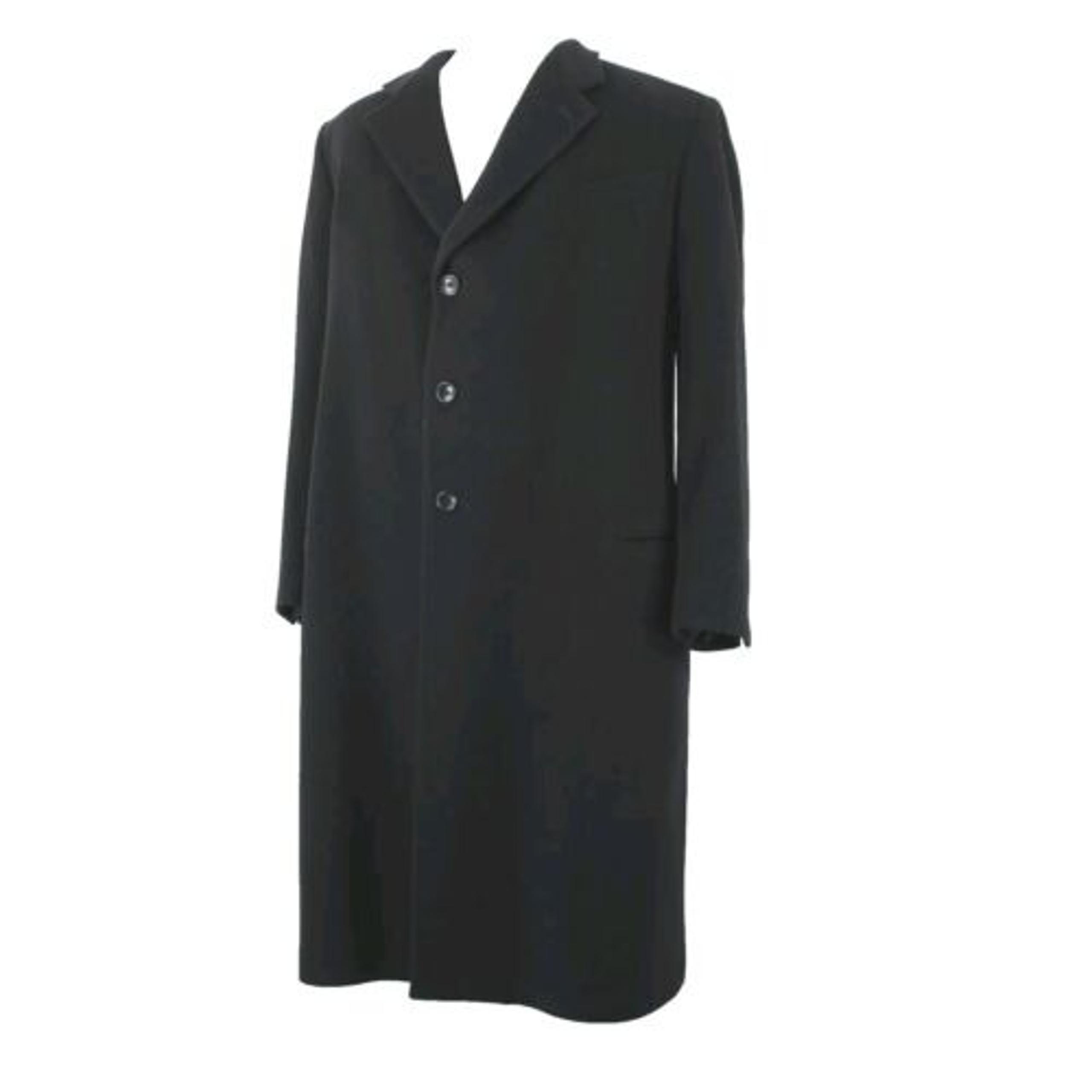 Neiman Marcus Sz 52L Black 3 Button Lana Wool Cashmere Blend Viscose Lined Coat