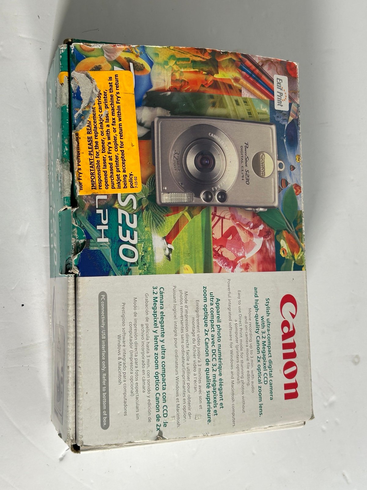 Canon PowerShot Digital ELPH S230 3.2MP Digital Camera With BOX UNTESTED