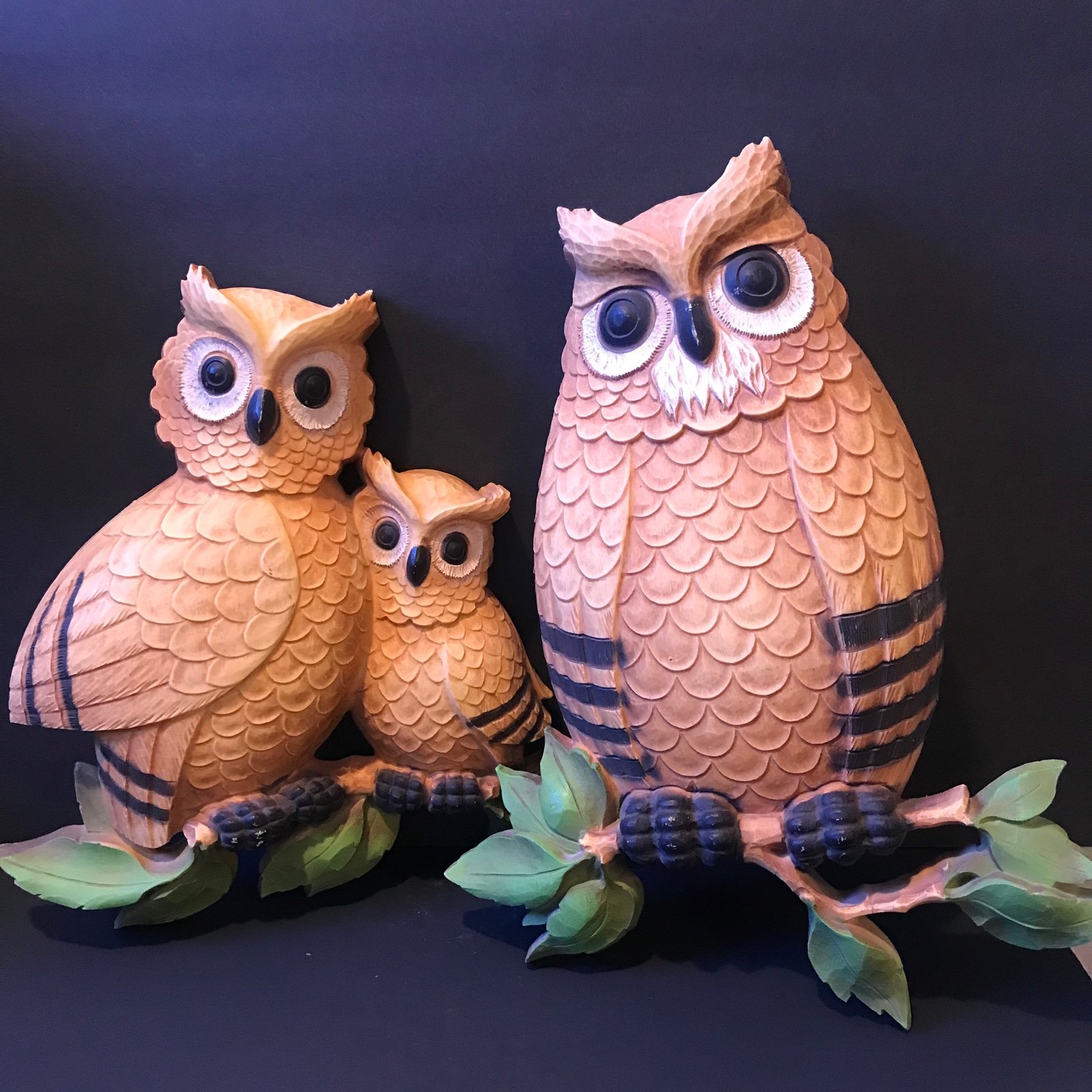 Vintage Homco Pair of Owl Plaques Wall Decor 1976