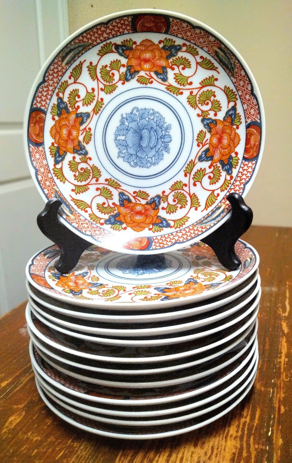 Georges Briard Authentic Replica Japanese Peony Pattern c. 1825 Plates 7.5 (12)