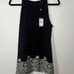 Adrianna Papell Embroidered Hem Halter Top, Black And Ivory, Size Large, NWT