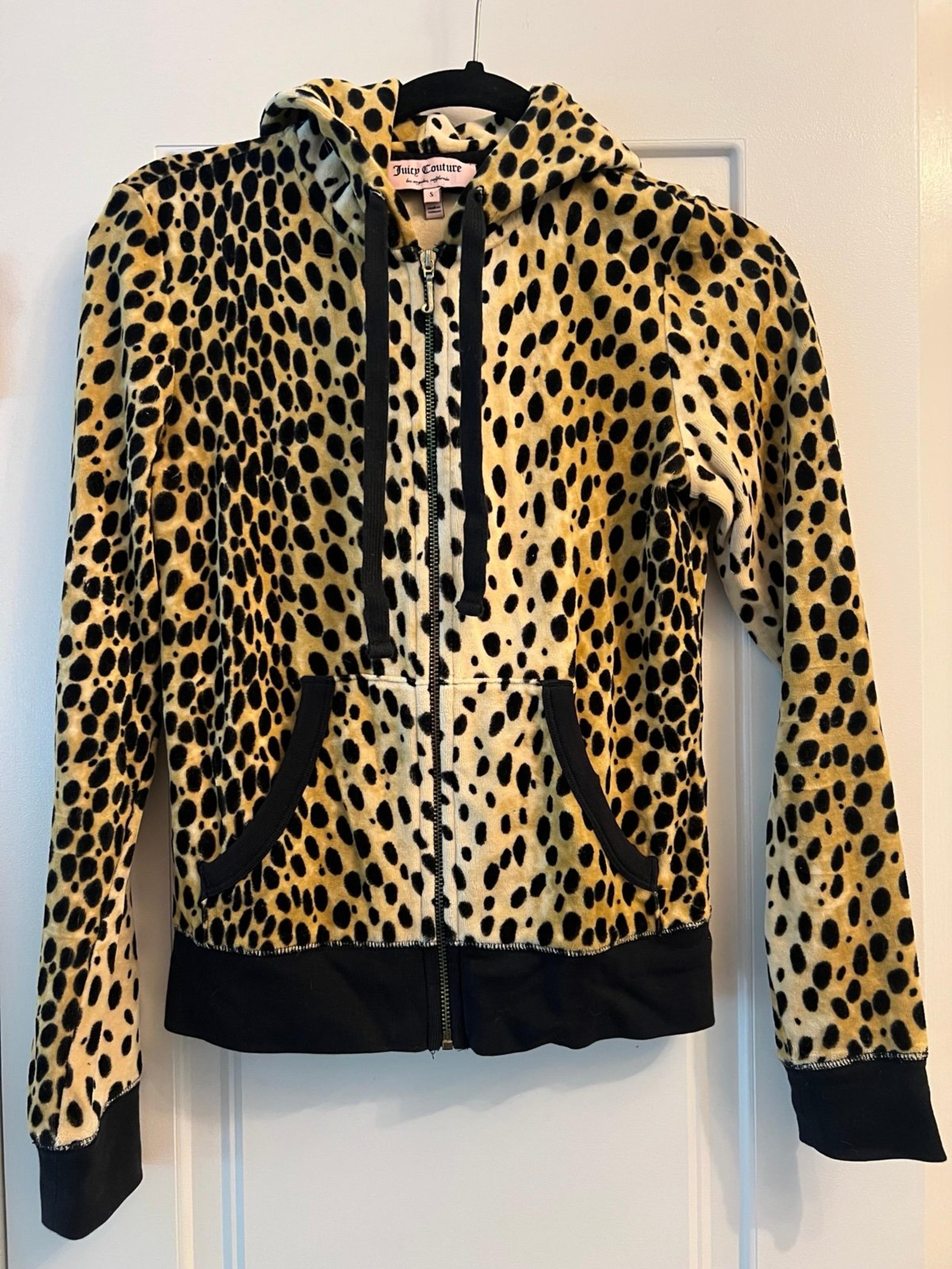 Juicy Couture Velour Cheetah Print Hoodie Women Y2K Size S