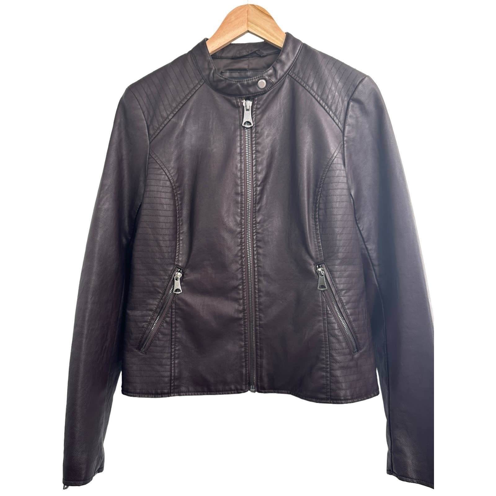 Marc New York Brown Vegan Leather Moto Jacket Medium