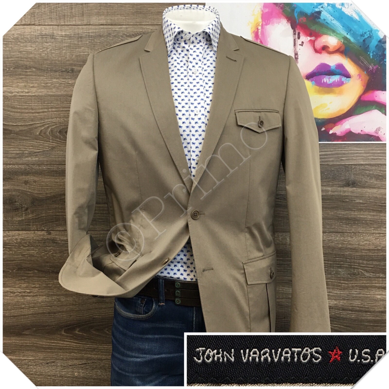 JOHN VARVATOS Mens Blazer Sport Coat Casual Jacket Size 44R Cotton Suit