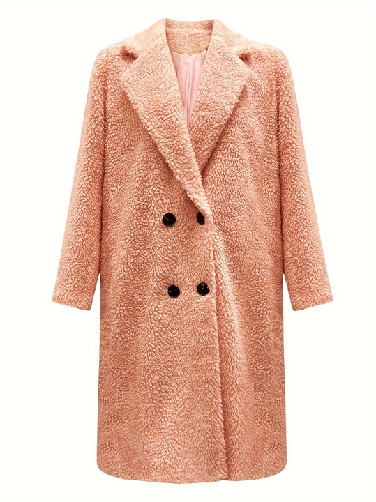 Autumn and Winter Lamb Wool Double Breasted Coat -s8z5