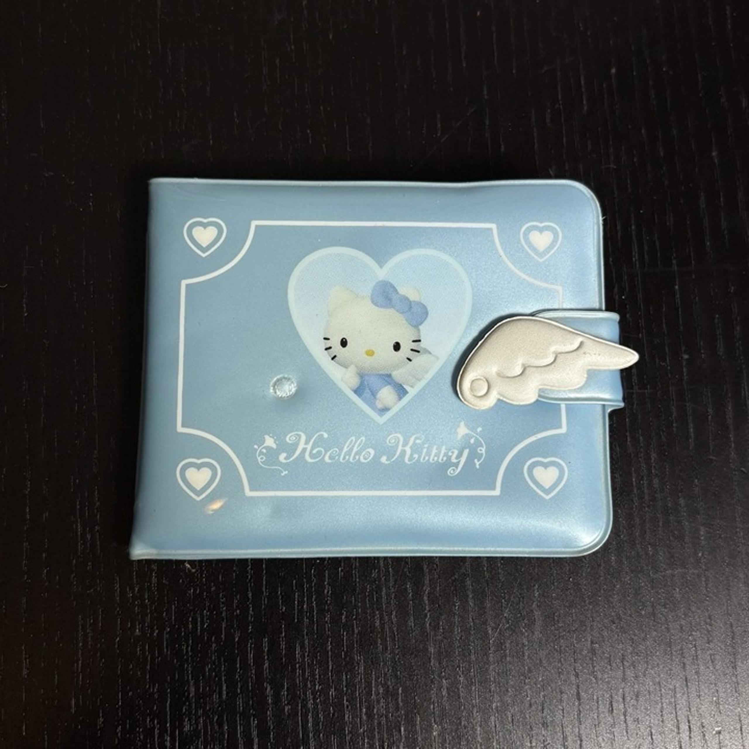 *FLAWED, READ* Vintage HELLO KITTY Blue Plastic Folding Wallet Sanrio 1999