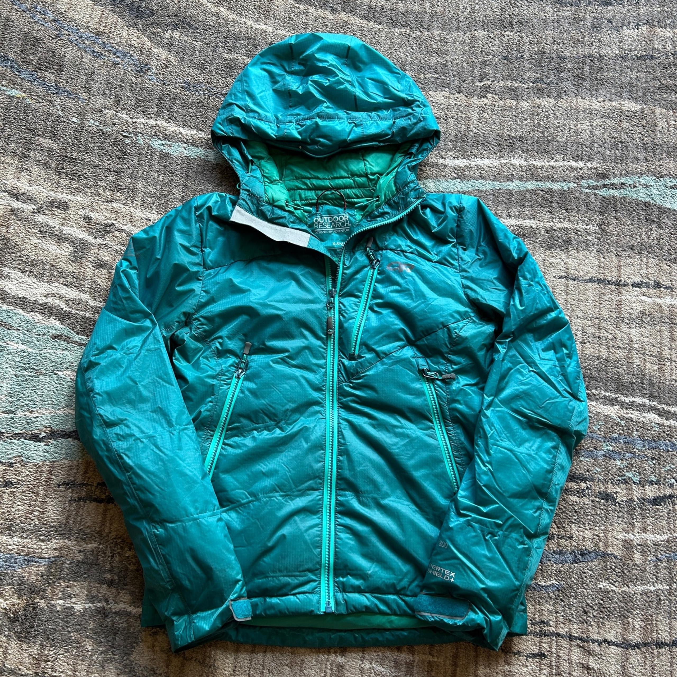 Women's Outdoor Research OR Floodlight 800 Fill Goose Down Puffer Jacket Sz XS