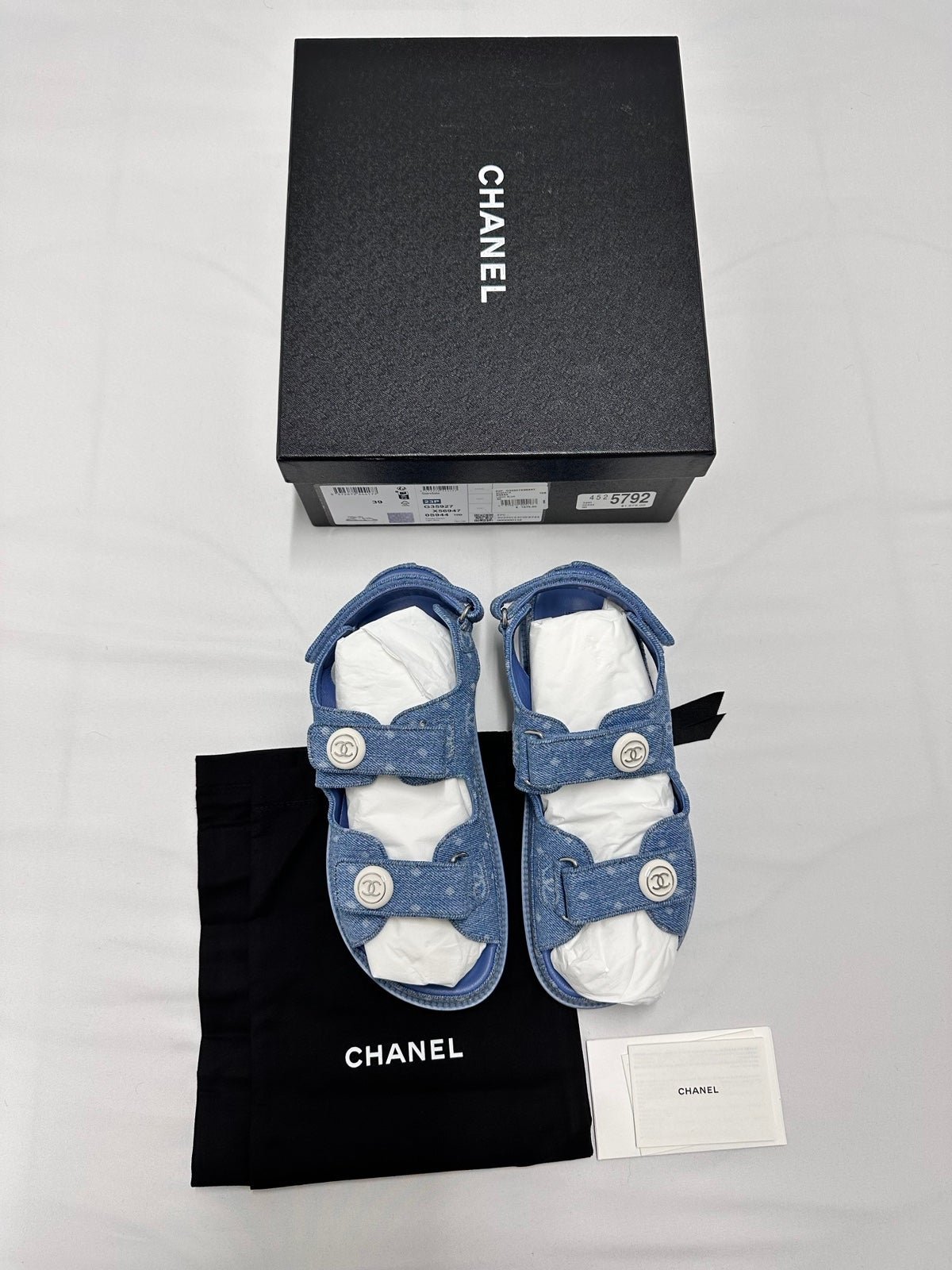NEW RARE Chanel Denim CC Dad sandals 23P SZ 39