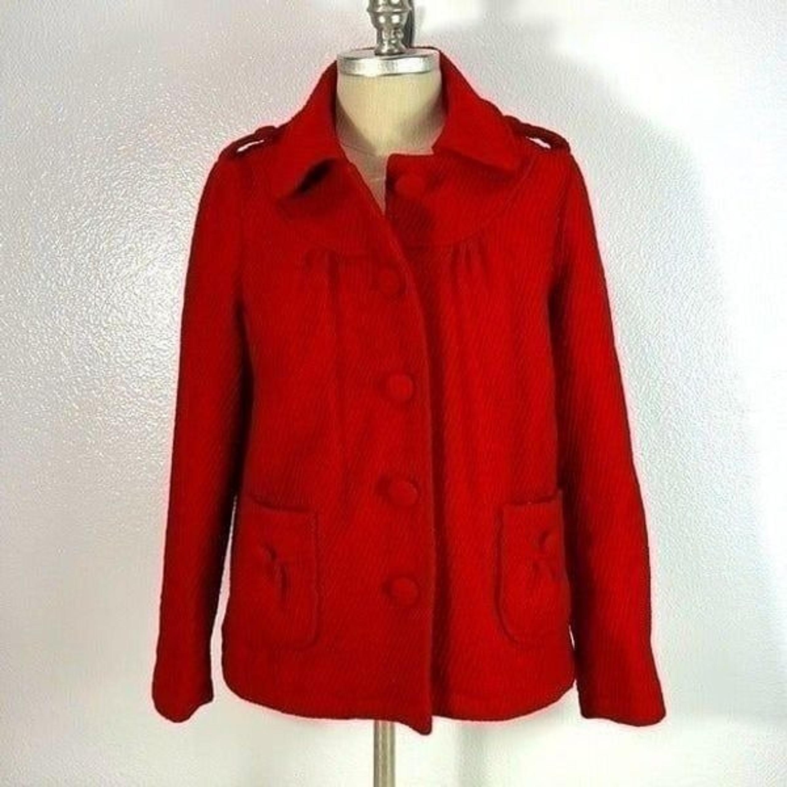 Flying Tomato Womens Single Breasted Long Sleeve Wool Blend Jacket Red Medium