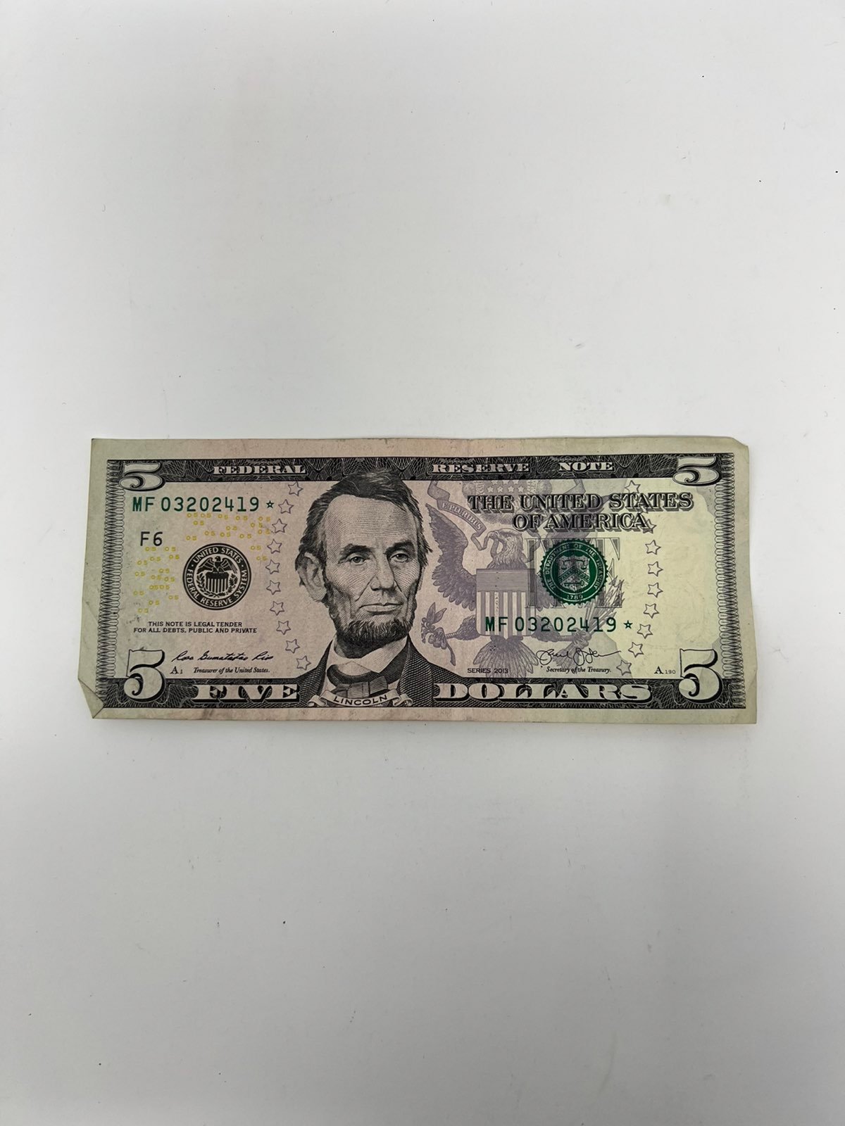 Rare Low Run Size 5 Star Note Serial #MF03202419