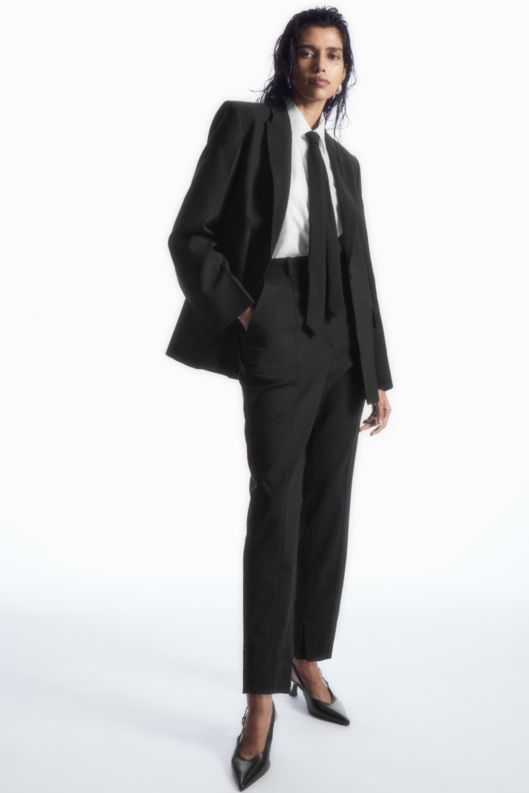 cos pintuck slim fit wool trousers