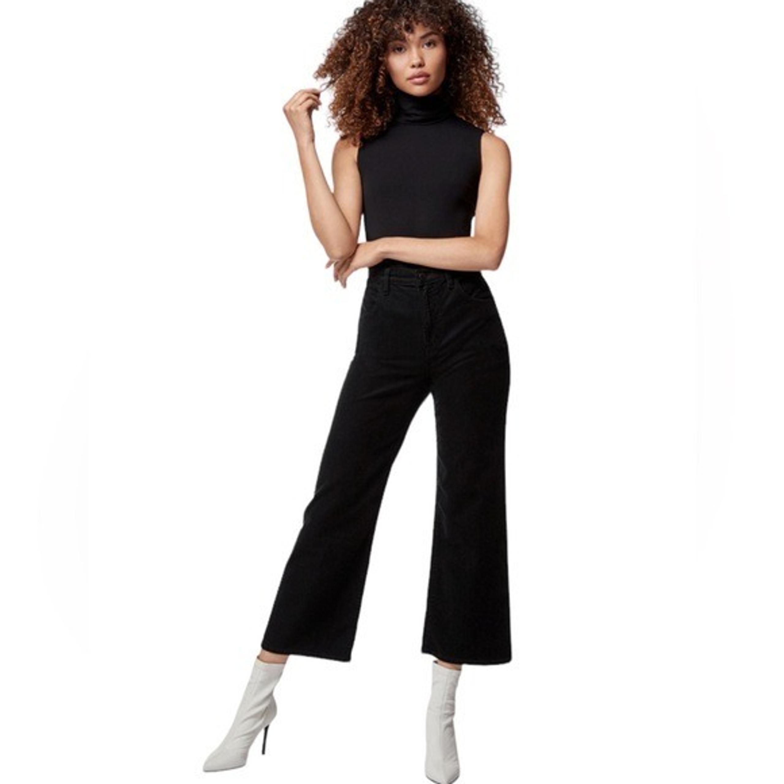 J Brand Joan Super High Rise Wide Leg Crop Corduroy Jeans Black size 30