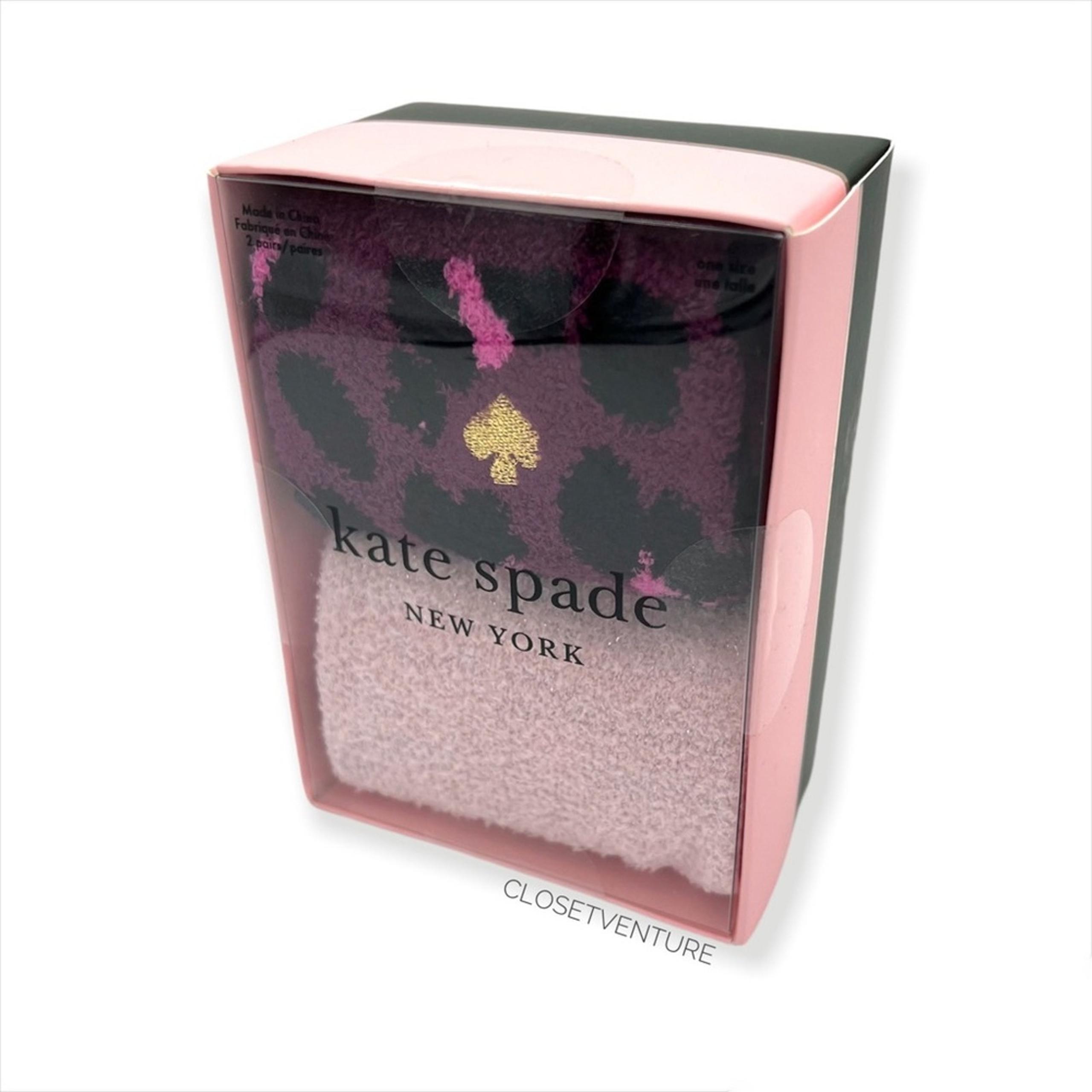 Kate Spade Pink Purple Animal Print Crew Cozy Socks Gift Box Women’s One Size