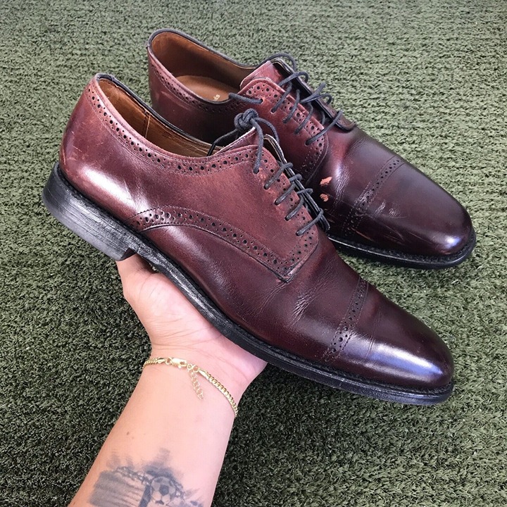 Allen Edmonds “Yorktown” Men Burgundy Dress Shoe Derby Brogue Blucher Sz 9.5B