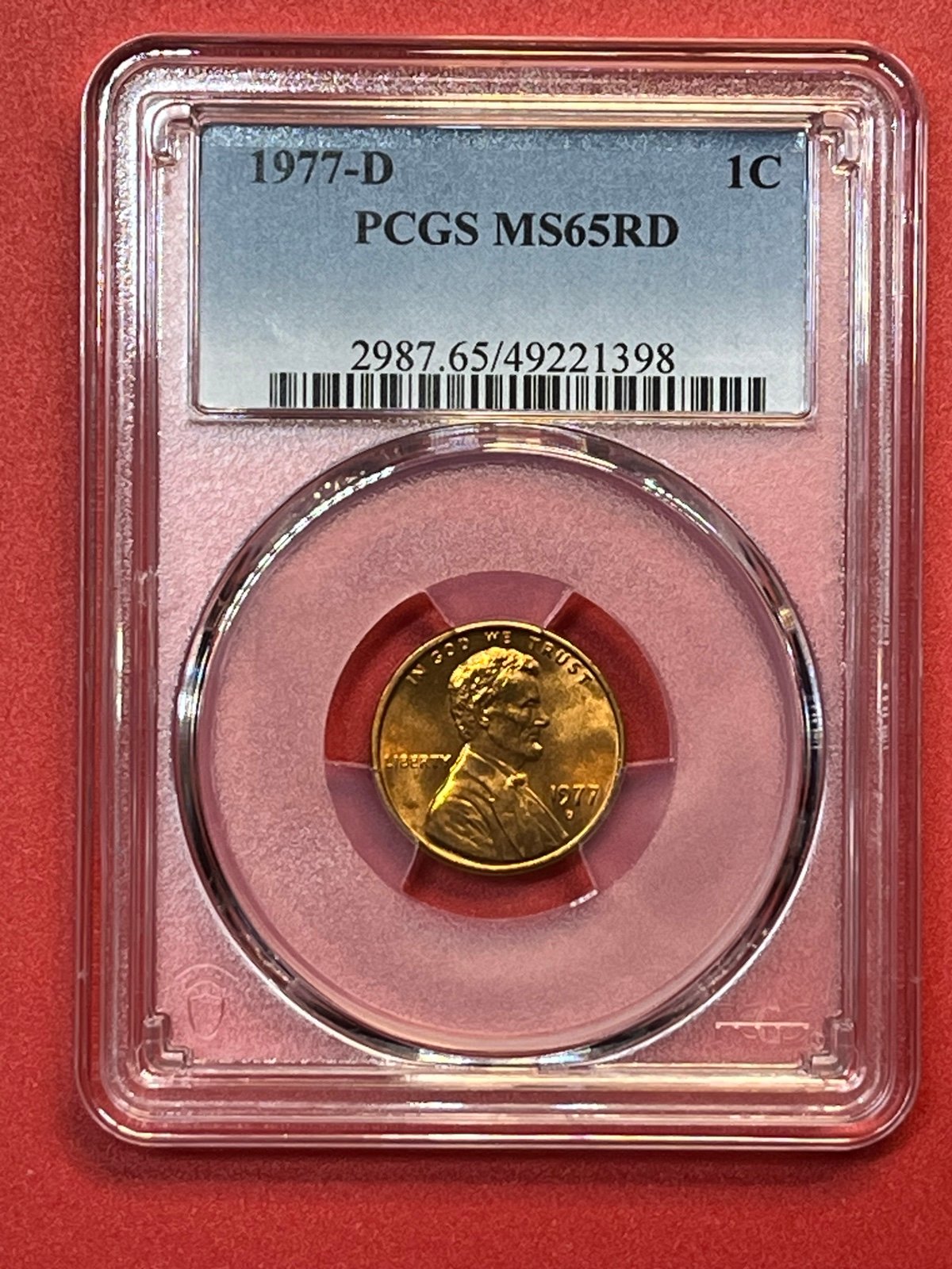 PCGS 1977 D Lincoln Memorial Cent MS65RD T6