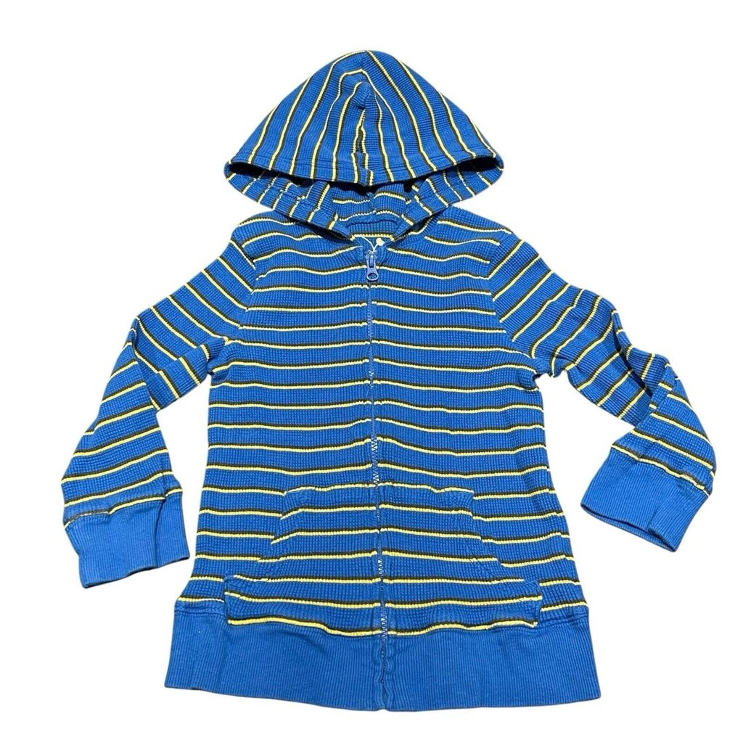 Jumping Beans Boys Blue Yellow Striped Zip Up Hoodie w/Pockets Size 3T EUC