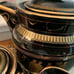 Vintage Tea Set I. Spyropoulos 24k Gold on Colbolt Blue Handmade Ceramics