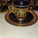 Vintage Tea Set I. Spyropoulos 24k Gold on Colbolt Blue Handmade Ceramics