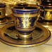 Vintage Tea Set I. Spyropoulos 24k Gold on Colbolt Blue Handmade Ceramics