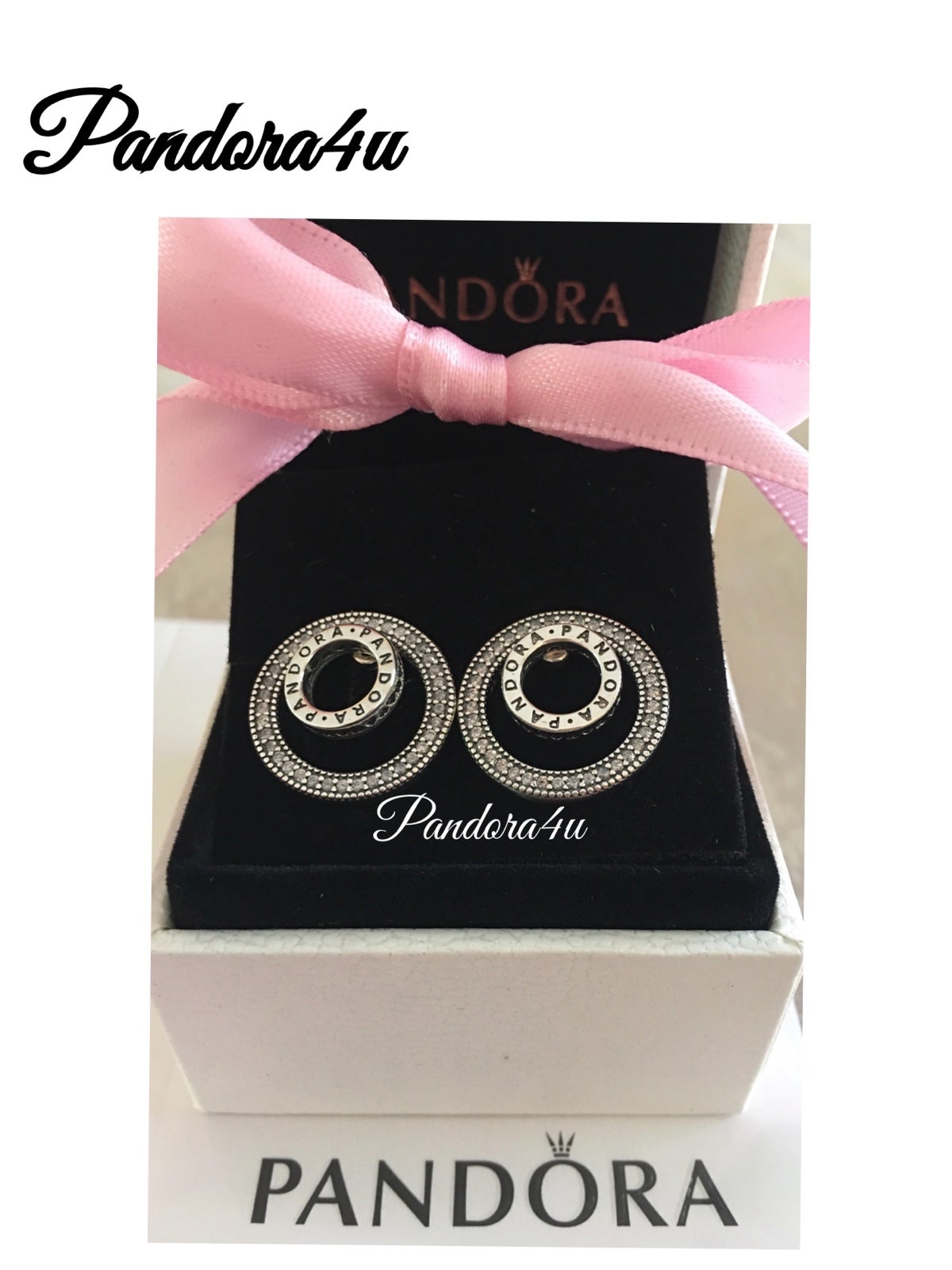 Pandora Earrings Pandora Logo Double store Circle EARRINGS NWT