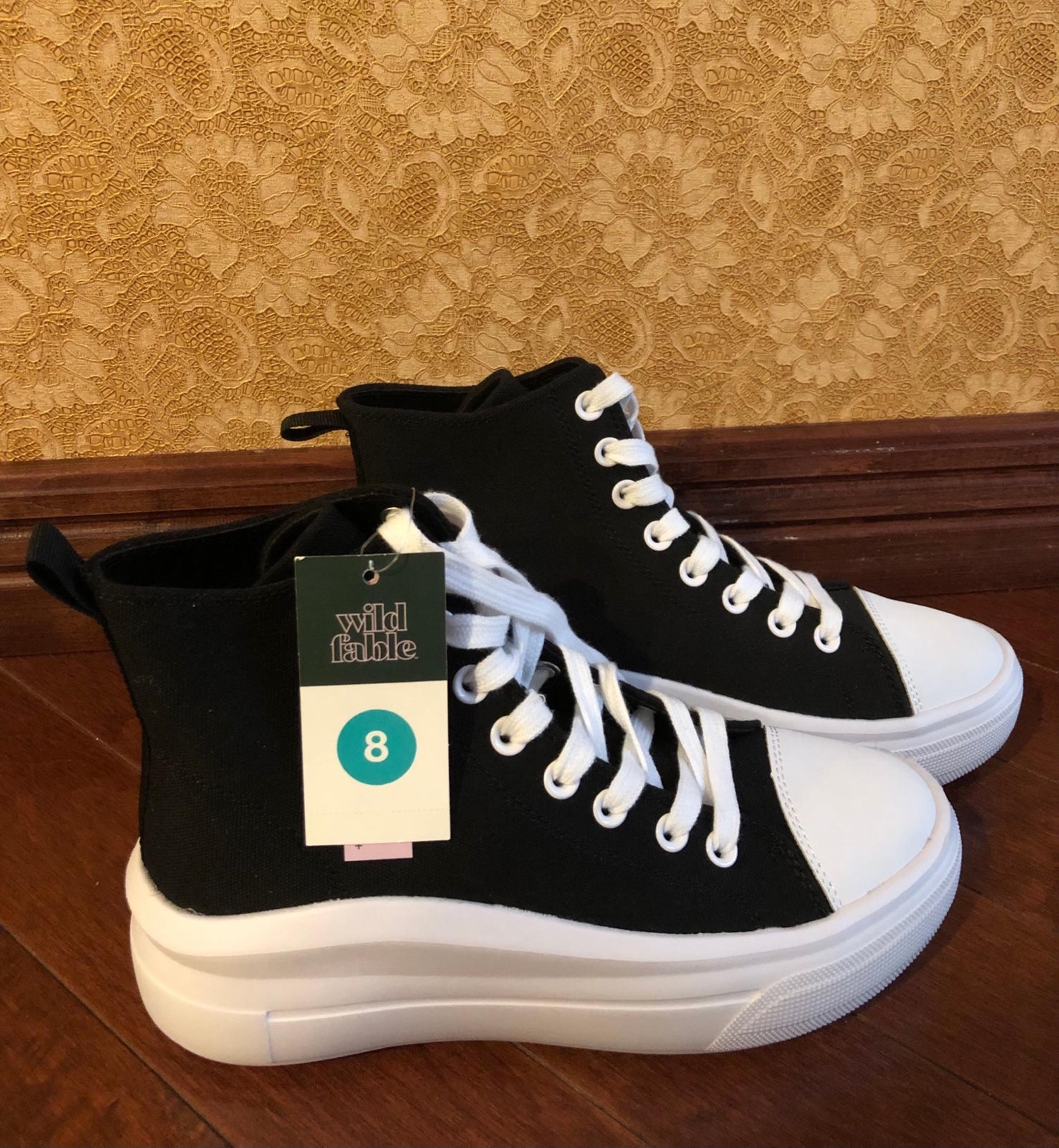 High top black shoes platform