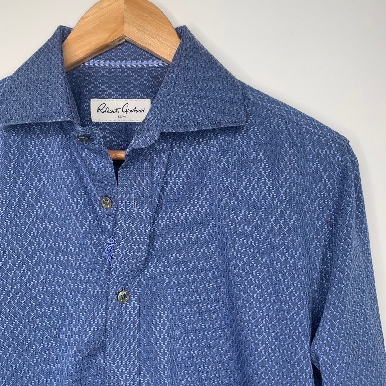 Robert Graham Blue Button Down Dress Shirt Size 15