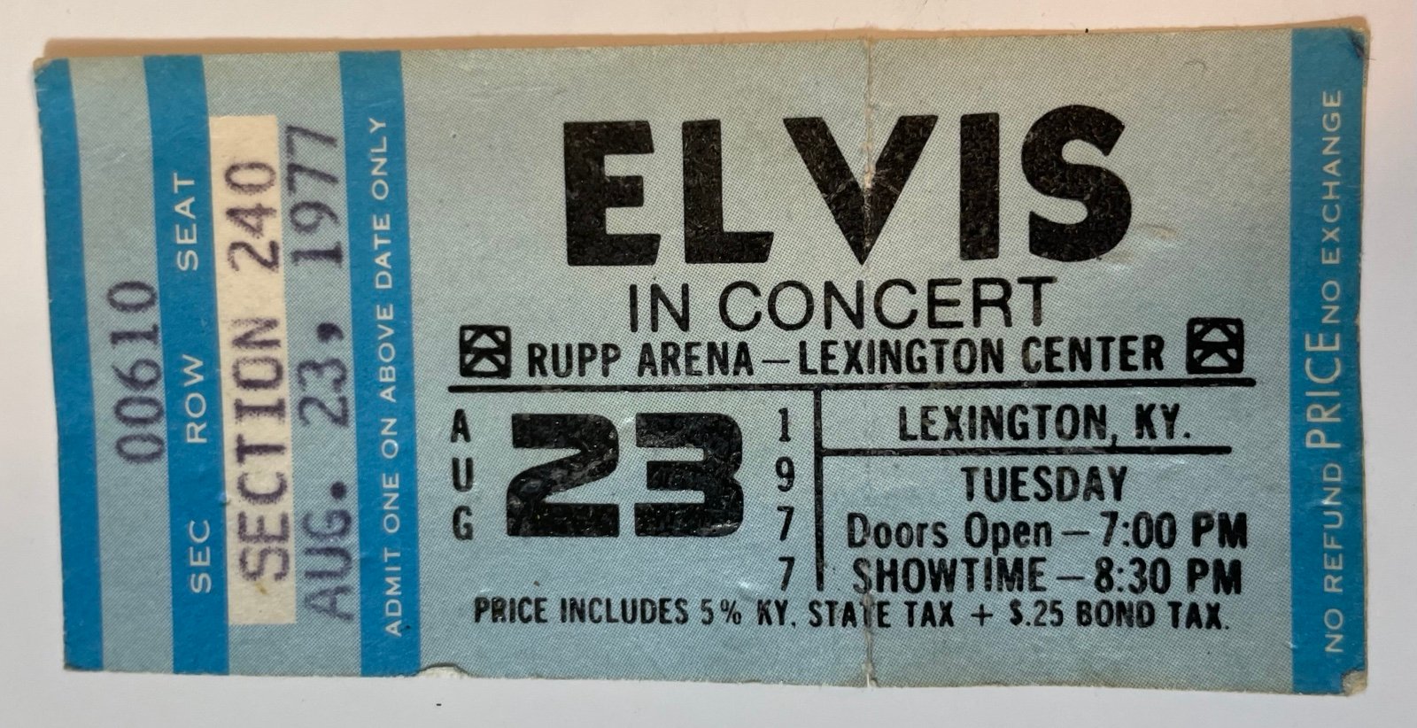 Elvis In Concert Ticket August 23rd 1977, Lexington KY, After Death