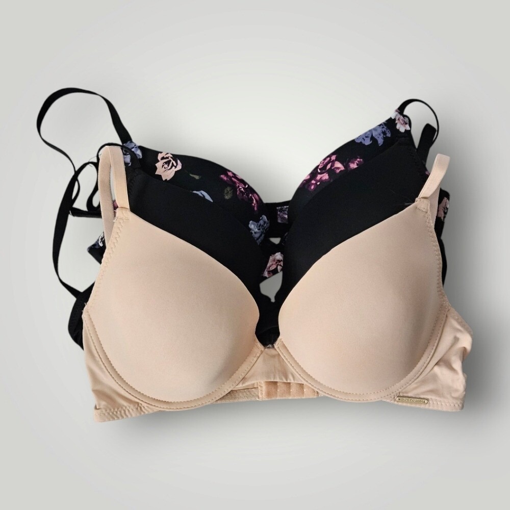 Vince Camuto 36C Bra Womens Bundle 3 Nude Black Floral Lightly Lined T-Shirt