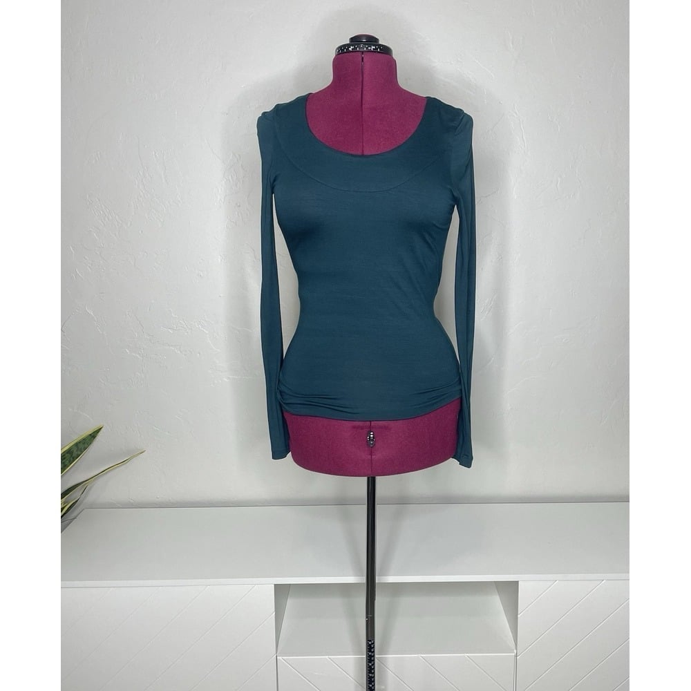 Akris Punto Top Women's 6 Modal Basic Jersey Long Sleeve Teal Color