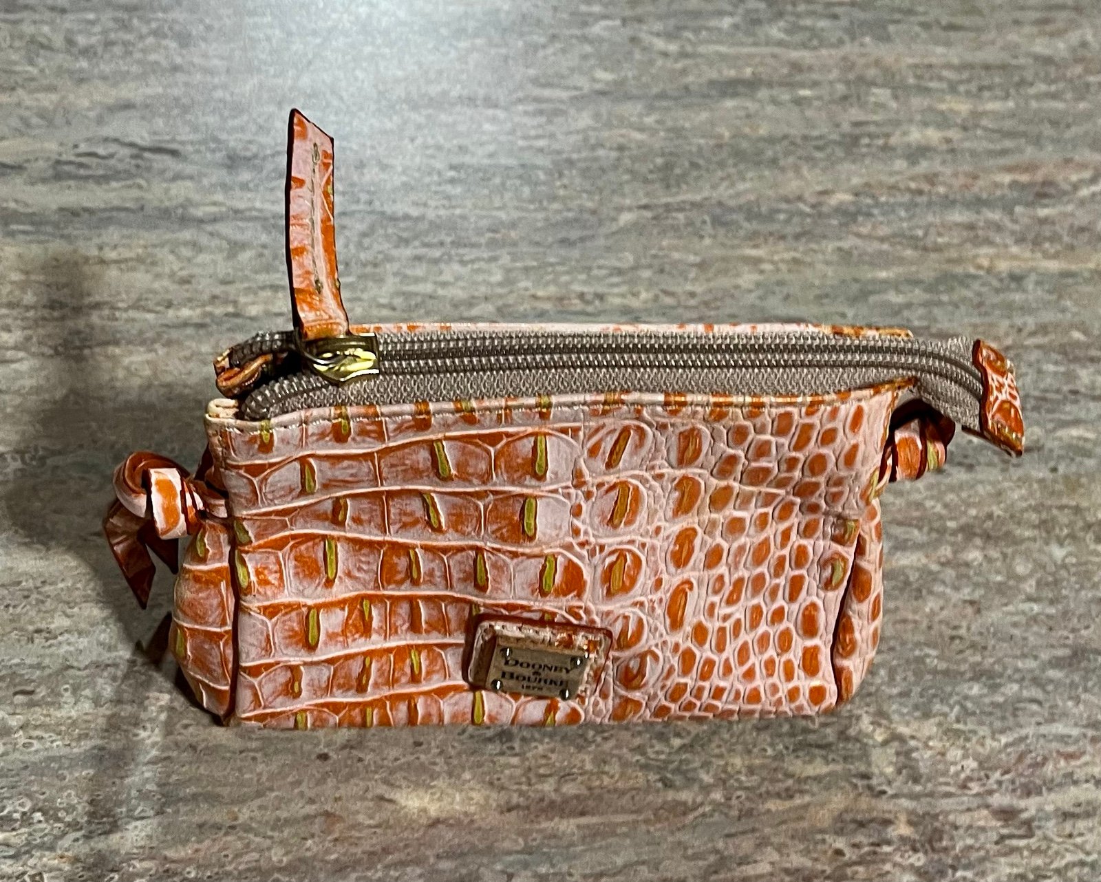 Dooney and Bourke Crocodile Embossed Leather Cosmetic bag