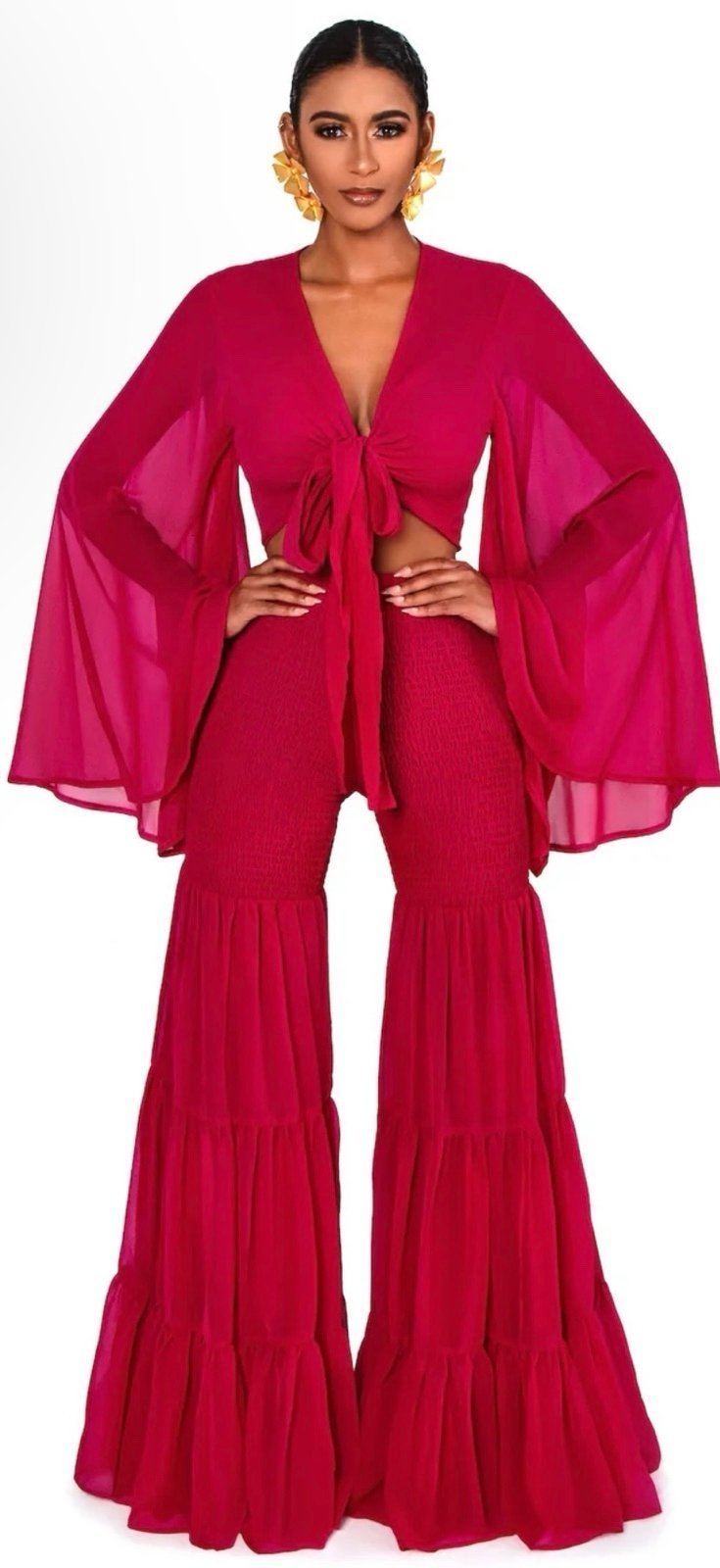 Zuna Two piece Set. Reddish/ Magenta Color