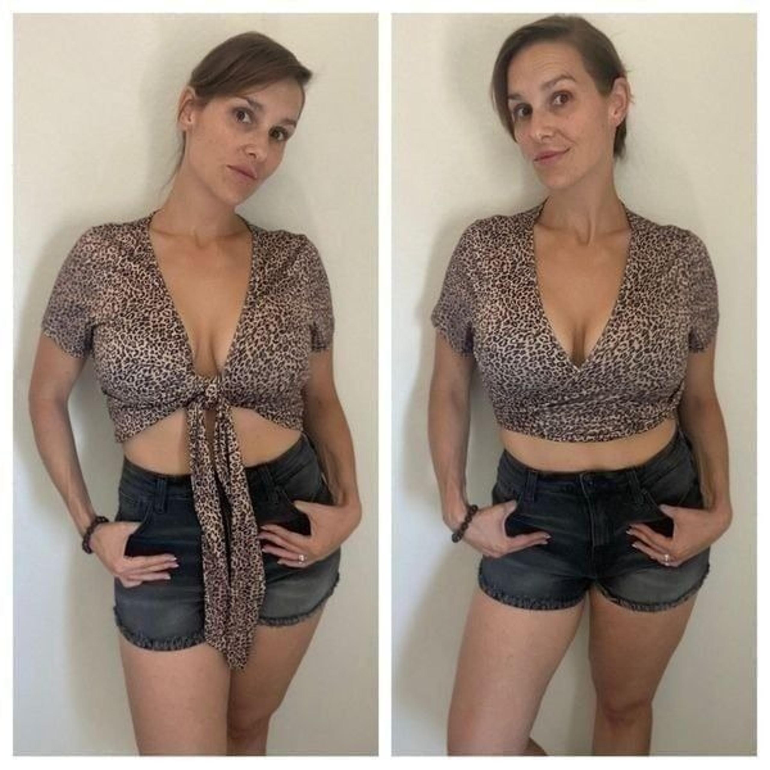 SHEIN Leopard Wrap Top Multi Way Crop Large Adjustable Party