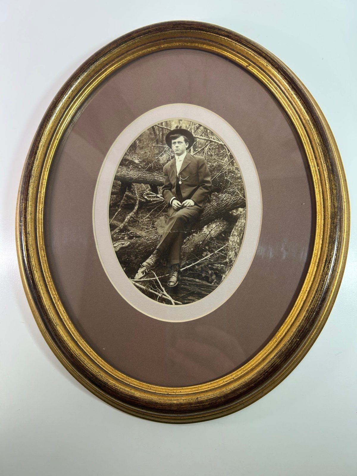 Grandfather McCall Wedding Photo in Virginia Ephemera Gold oval picture frame 11