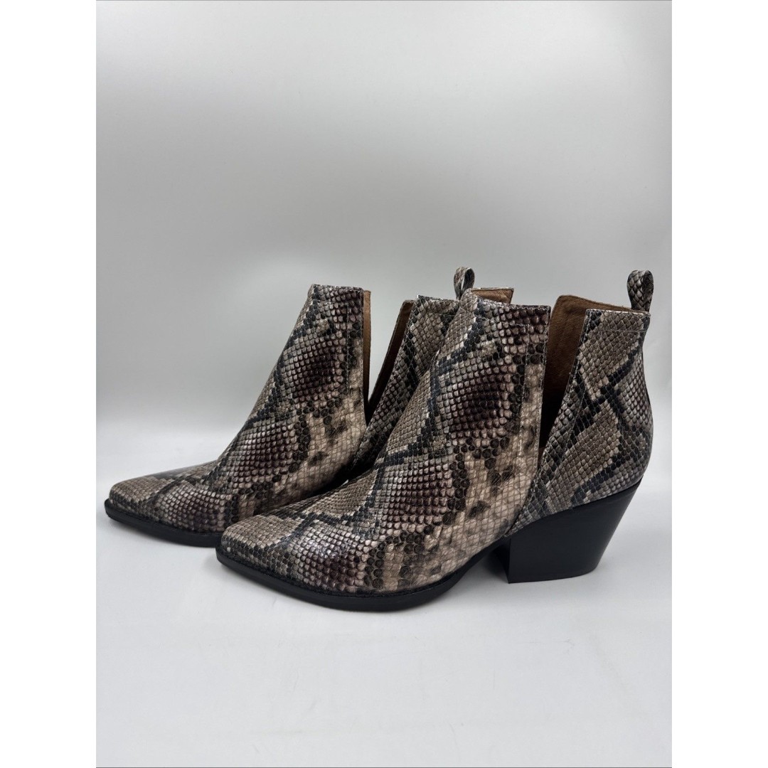 Jeffrey Campbell Tan, Black & White Multicolor Snake Animal Print Boots Rella 9